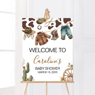 A Little Cowboy Baby Shower Welcome Sign