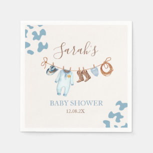 A little Cowboy Blue Baby Shower Boy Napkin