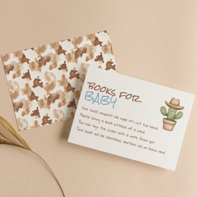 A little Cowboy Brown Western Baby Book Request Enclosure Card (Creator Uploaded)
