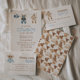 A Little Cowboy Clothesline Blue West Baby Shower Invitation