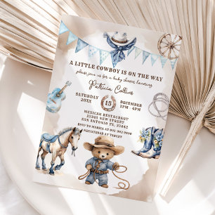 A Little Cowboy Country Wild Western Baby Shower Invitation