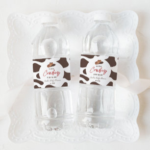 A Little Cowboy Cow Boy Rodeo Western Baby Shower Water Bottle Label
