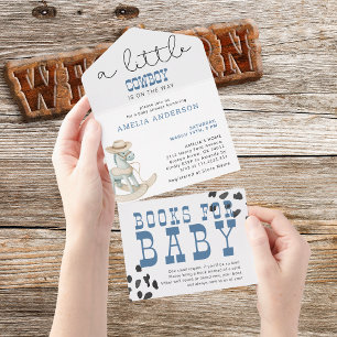 A Little Cowboy Is In The Way Western Baby Shower All In One Invitation