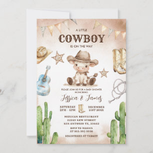 A Little Cowboy is on the Way Baby shower Invitation