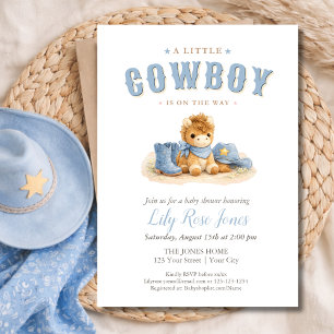 A Little Cowboy Is On The Way Baby Shower Invitation
