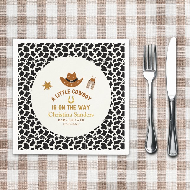 A Little Cowboy Is on The Way Baby Shower Napkin (Creator Uploaded)