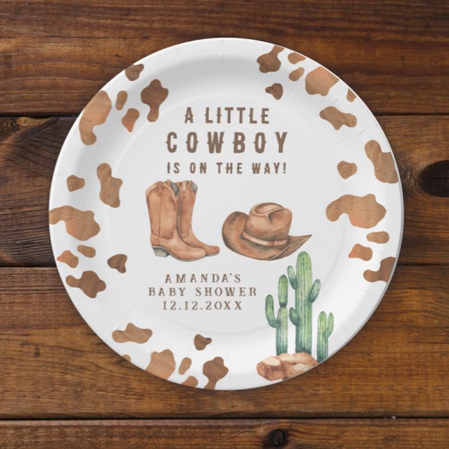 A Little Cowboy is on the way Baby Shower  Paper Plate (Creator Uploaded)