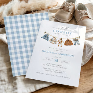 A Little Cowboy Is On The Way Boy Baby Shower Invitation