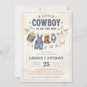 A Little Cowboy Is on the Way Boy Baby Shower Invitation