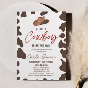 A Little Cowboy Is On The Way! Rodeo Baby Shower Invitation