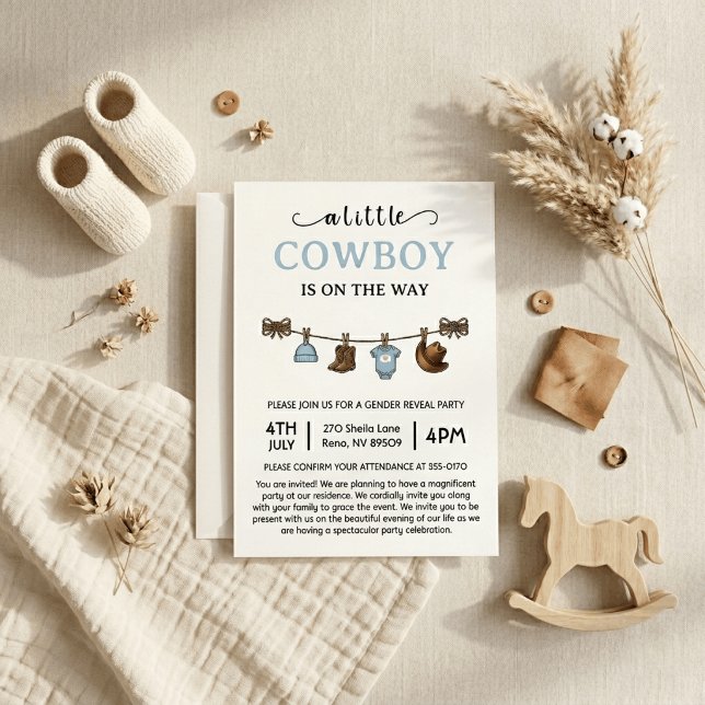 A Little Cowboy is On the Way Western Baby Shower Invitation (Creator Uploaded)