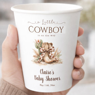 A little Cowboy On The Way Western Baby Shower Paper Cups