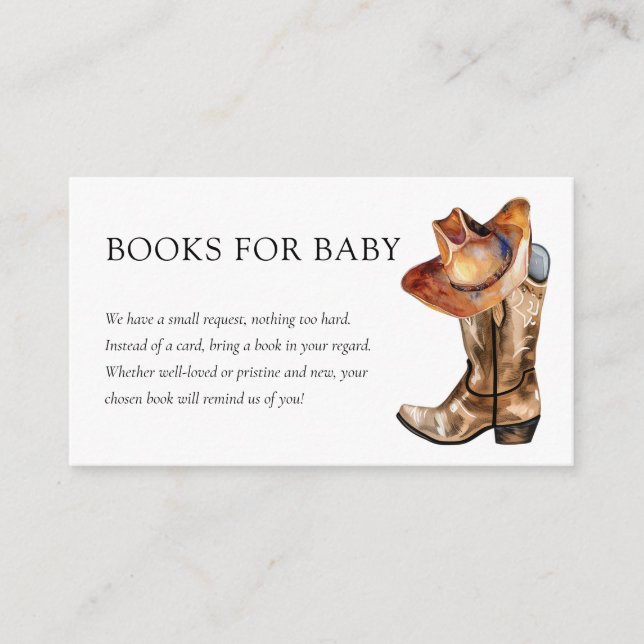 A Little Cowboy Western Baby Shower Enclosure Card (Front)