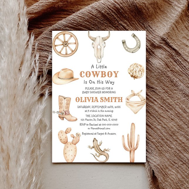 A Little Cowboy Western Baby Shower Invitation (Creator Uploaded)