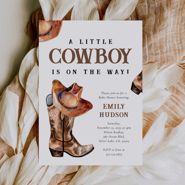 A Little Cowboy Western Baby Shower Invitation (Creator Uploaded)