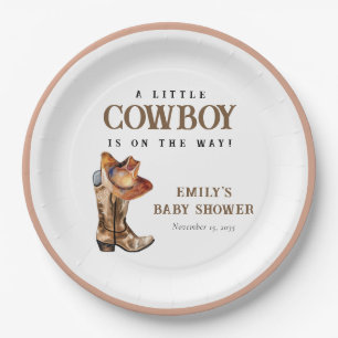 A Little Cowboy Western Baby Shower Paper Plate