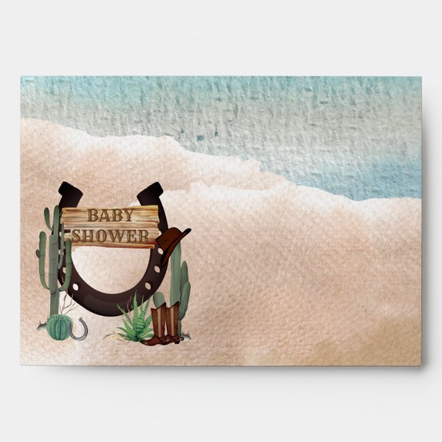 A Little Cowboy Western Boy Baby Shower  Envelope (Front)