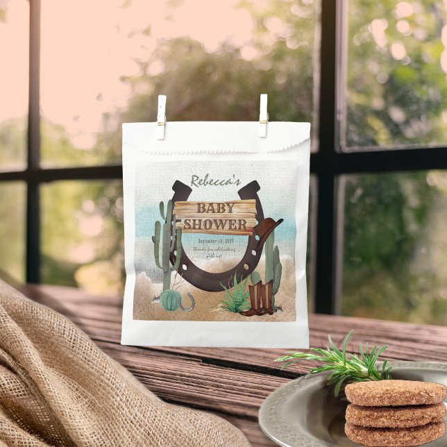 A Little Cowboy Western Boy Baby Shower Favour Bag (A Little Cowboy Rustic Western Horseshoe Boy Baby Shower Favor Bags)