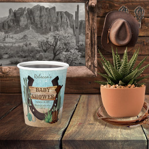 A Little Cowboy Western Boy Baby Shower Paper Cups
