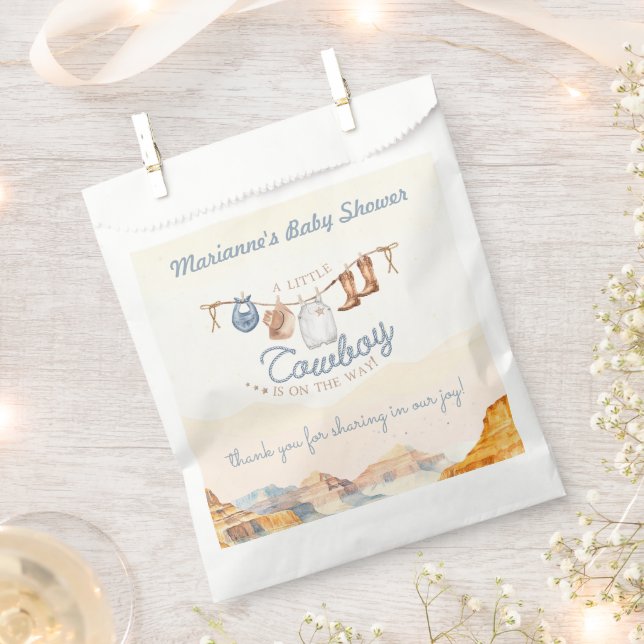 A Little Cowboy Western Canyon Baby Shower Favour Bag (Clipped)