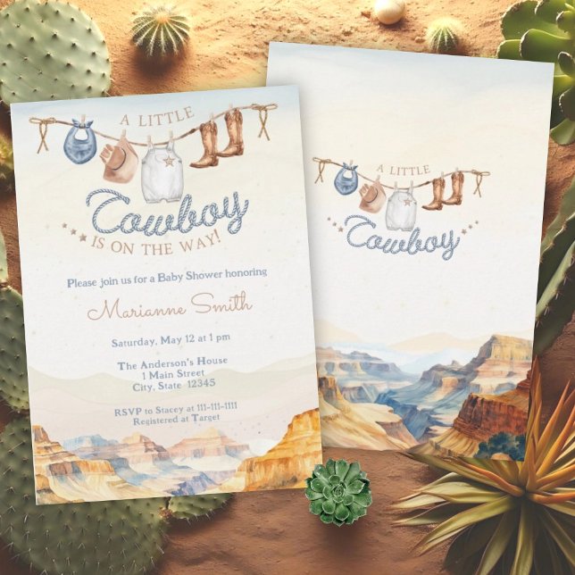 A Little Cowboy Western Canyon Baby Shower  Invitation (Creator Uploaded)