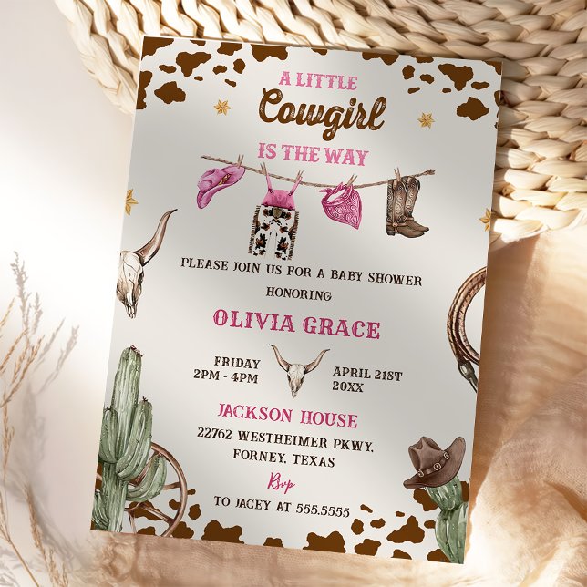 A Little Cowboy Western Girl Baby Shower Party Invitation (Creator Uploaded)