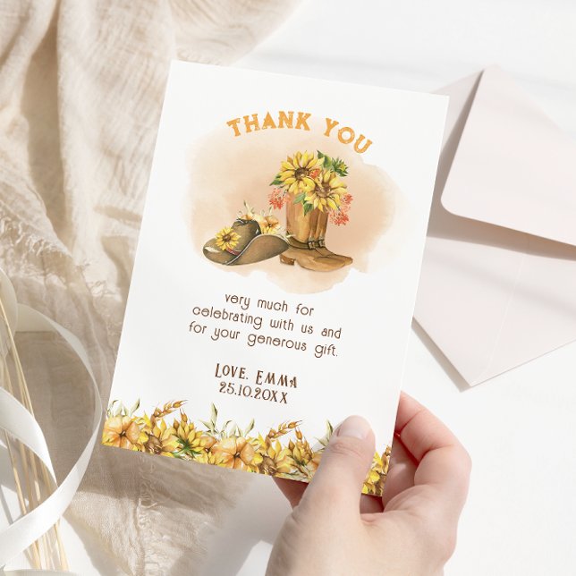 A Little Cowboy Western Neutral Baby Shower Thank You Card (Creator Uploaded)
