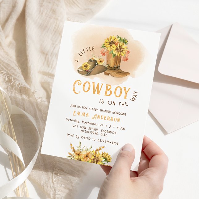 A Little Cowboy Western Rodeo Baby Shower Invitation (Creator Uploaded)