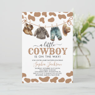 A Little Cowboy Wild West Brown Cowboy Baby Shower Invitation
