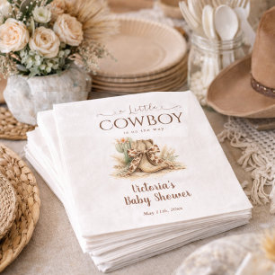 A Little Cowboy Wild West Theme Boy Baby Shower Napkin