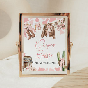 A Little Cowgirl Baby Shower Diaper Raffle Poster