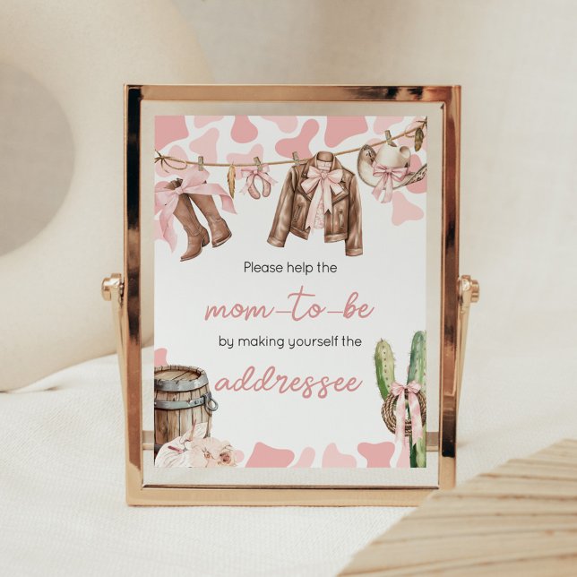 A Little Cowgirl Baby Shower Envelope Station Poster (A Little Cowgirl Clothesline Baby Shower Envelope Station Sign)