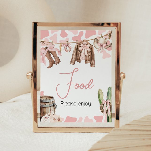 A Little Cowgirl Baby Shower Food Poster (A Little Cowgirl Clothesline Baby Shower Food Sign)