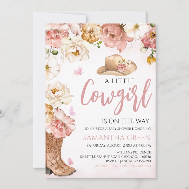 A Little Cowgirl Baby Shower Invitation (Front)