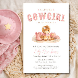 A Little Cowgirl Cute Pink Girl Baby Shower Budget Flyer