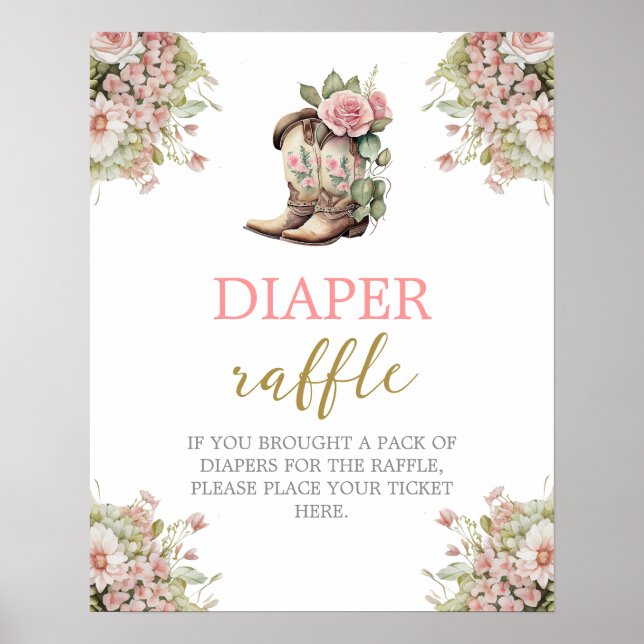 A Little Cowgirl Diaper Raffle sign (Front)