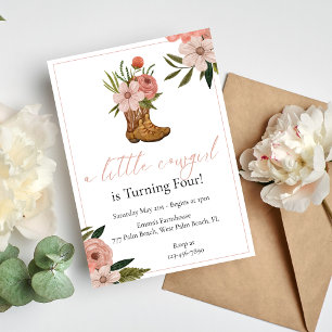 A Little Cowgirl Floral Birthday Invitation