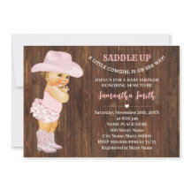 A Little Cowgirl is on Her Way Pink Baby Shower In