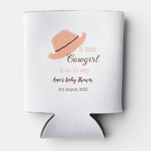 A little cowgirl is on it's way orange baby shower can cooler