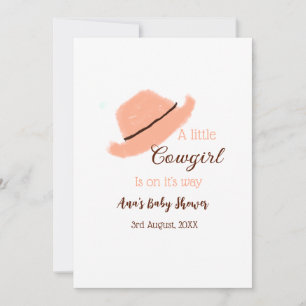 A little cowgirl is on it's way orange baby shower invitation