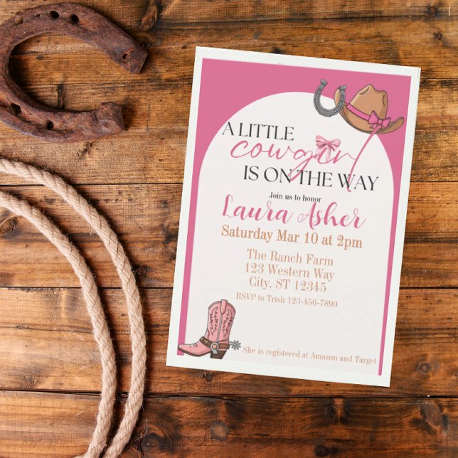 A little cowgirl is on the way baby shower  invitation (Creator Uploaded)