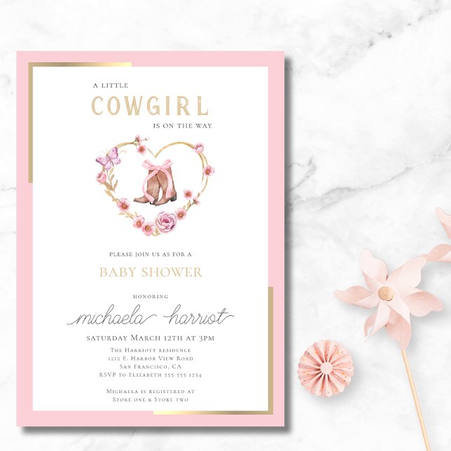 A Little Cowgirl is on the Way Baby Shower  Invitation (Creator Uploaded)
