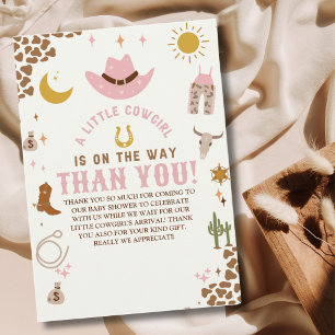 A Little Cowgirl Is on The Way, Baby Shower Thank You Card