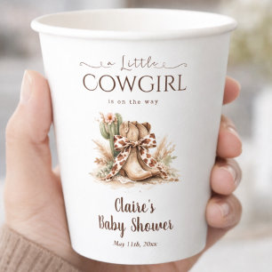 A little Cowgirl On The Way Girl Baby Shower Paper Cups