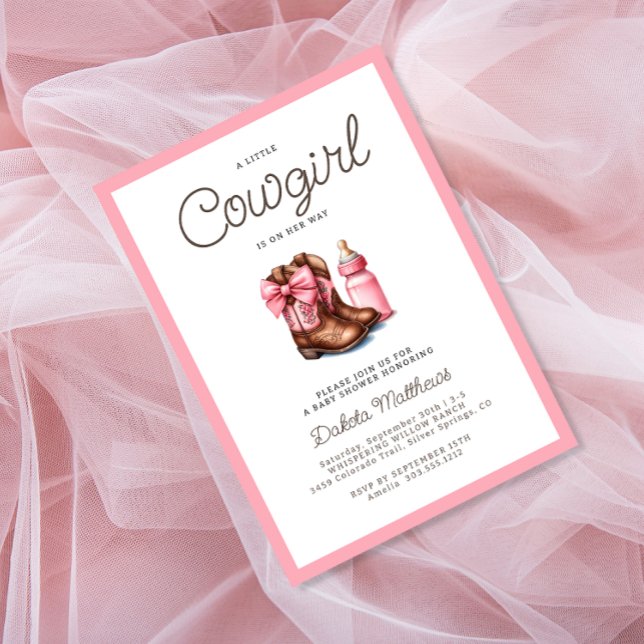 A Little Cowgirl Pink Western Rodeo Baby Shower  Invitation (Creator Uploaded)