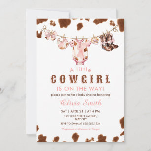 A Little Cowgirl Western Clothesline Baby Shower Invitation