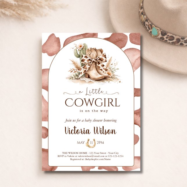A Little Cowgirl Western Girl Baby Shower Arched Invitation (Creator Uploaded)
