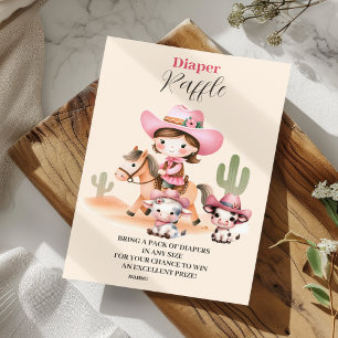 A Little Cowgirl Western Rodeo Diapper Raffle Enclosure Card