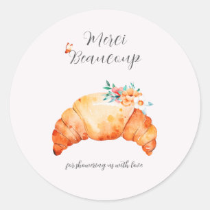 A Little Croissant Is On The Way Baby Shower Merci Classic Round Sticker