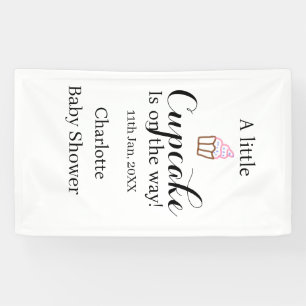 A little cupcake is on its way baby shower name da banner